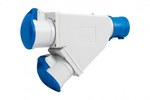 Adapter kempingowy wtyk 16A 3p, gniazdo 2x16A 3P - z uchwytem